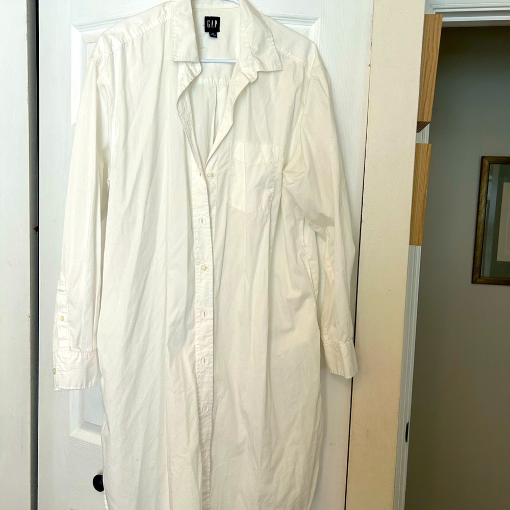 Gap white tunic button down dress